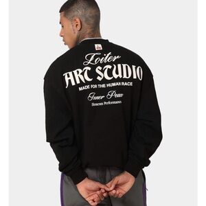 Loiter - Black Graphic Crewneck Sweatshirt - Men